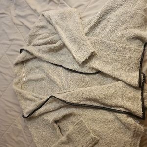 Simply Couture XL beige Open Cardigan with black piping